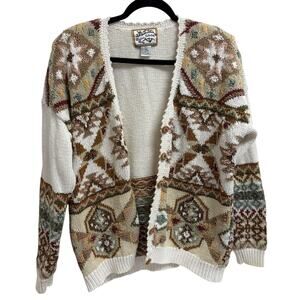 Vintage Heirloom Collectibles Geometric‎ Knit Cardigan Sweater Womens L Boho